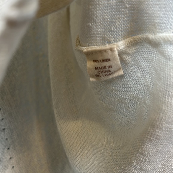 Inhabit Cream Crewneck Linen Button Closure Cardigan size M - Picture 4 of 11